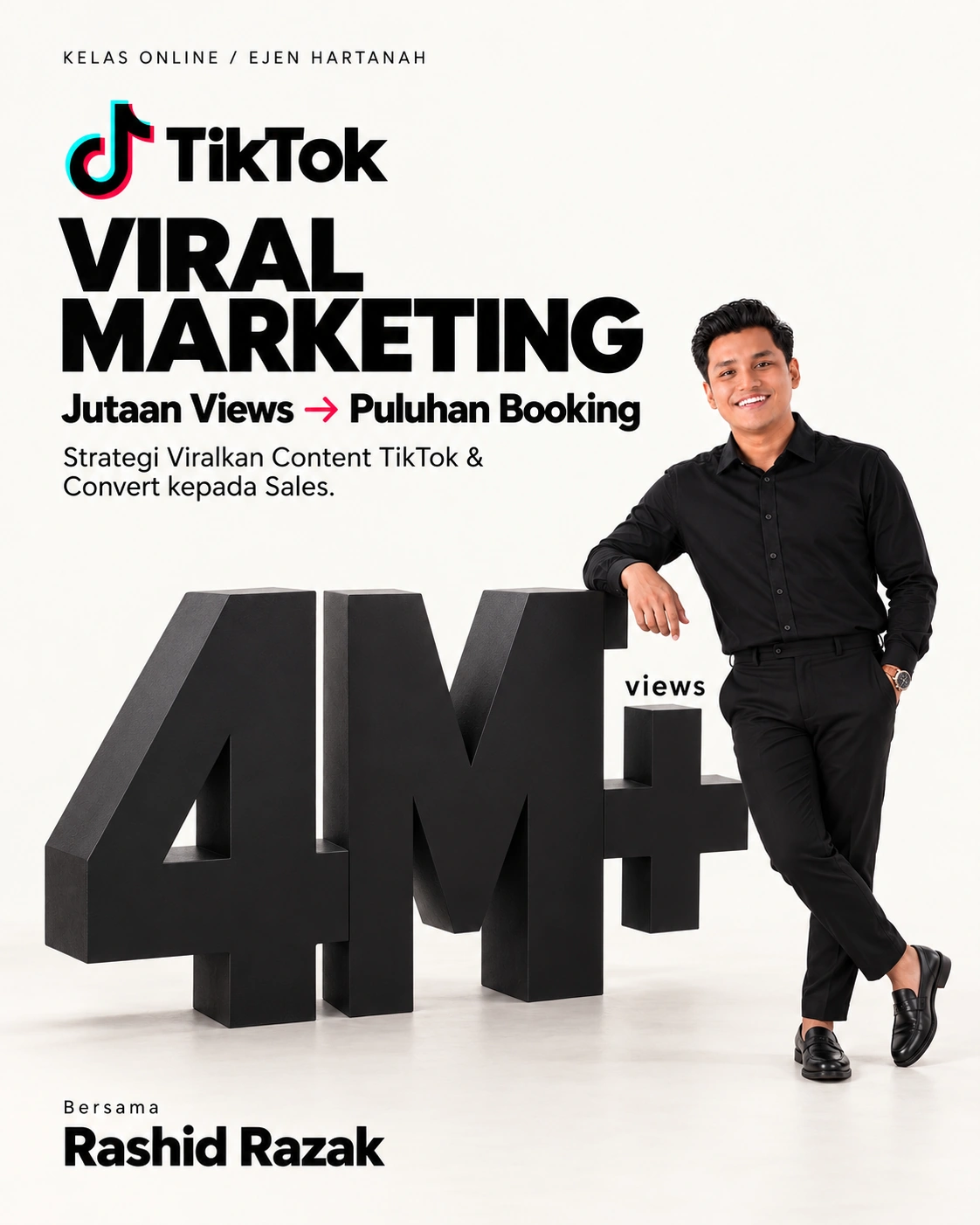 Poster kelas Rashid Razak berdiri bersandar pada blok 4M+ views